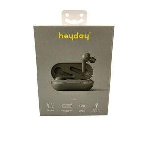 NEW Heyday Gray Wireless Bluetooth Rechargeable Case USB-C‎ 3 Ear Tips Earbuds